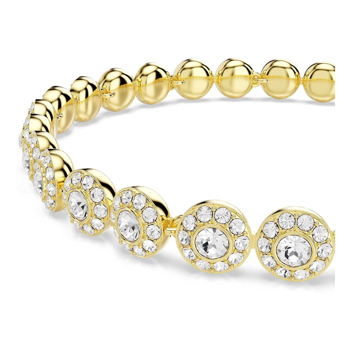 Una pulsera Angelic, de corte redondo, blanca, chapada en oro blanco Swarovski One
