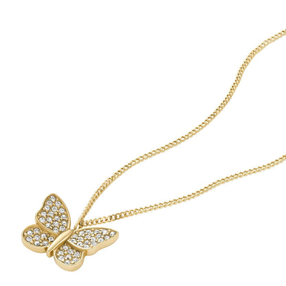 Collar con colgante de mariposa Fossil JF04920710 Sutton de acero inoxidable en color dorado para dama