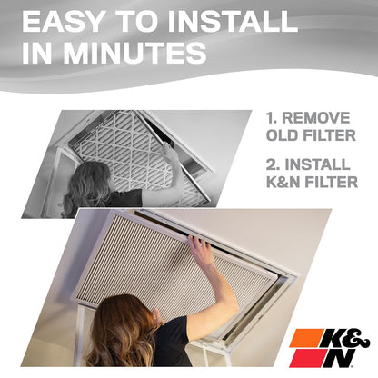 K&N - Filtro de aire para horno HVAC 20 x 25 x 1, dura toda la vida, lavable, Merv 8, el último filtro HVAC que comprarás, respira de forma segura en casa o en la oficina, HVC-8-12025