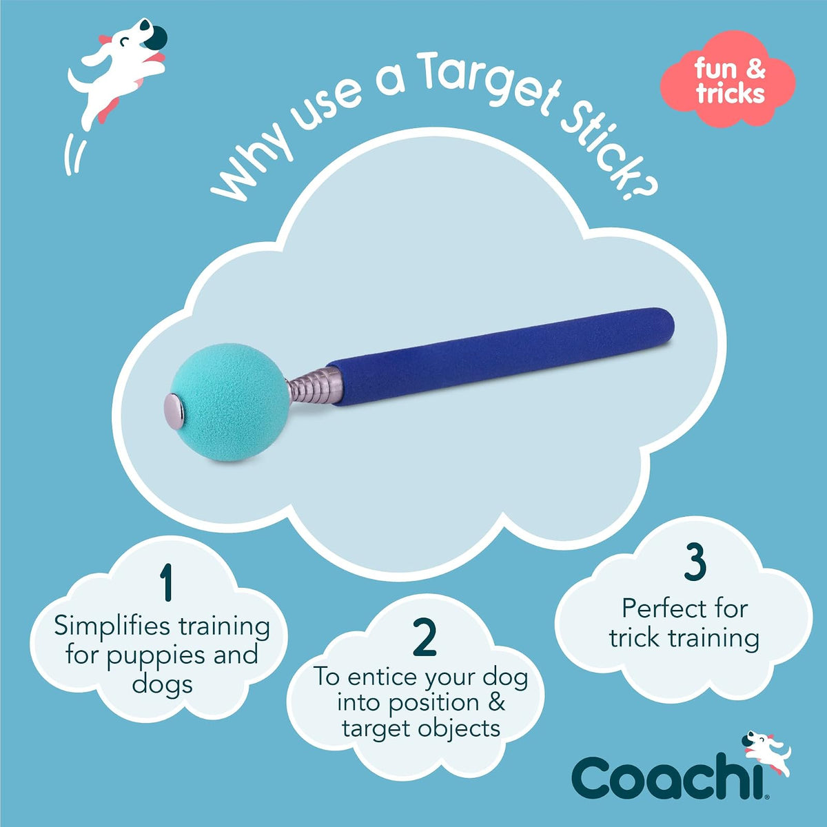 Company of Animals Coachi Target Stick, Telescopic Design with Large Ball for Target, Dog Accessory for Clicker & Agility Training, Teach Commands and Tricks