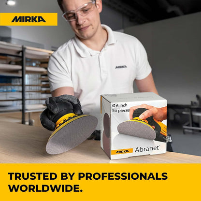 Mirka 9A-241-100 Discos de lijado de malla abrasiva de grano 100 de 6 pulgadas, caja de 50 discos