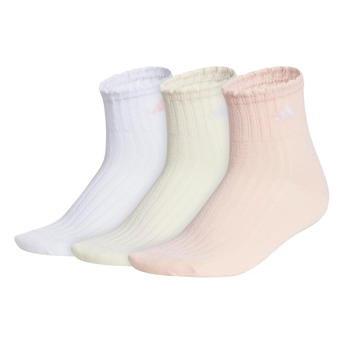 adidas Sport Fashion Calcetines de Cuarto Paquete de 3 - M - Rosa rubor, blanco maravilla, naranja de mandarina semicelada