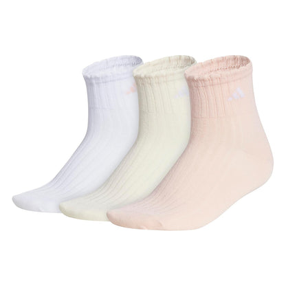 adidas Sport Fashion Calcetines de Cuarto Paquete de 3 - M - Rosa rubor, blanco maravilla, naranja de mandarina semicelada