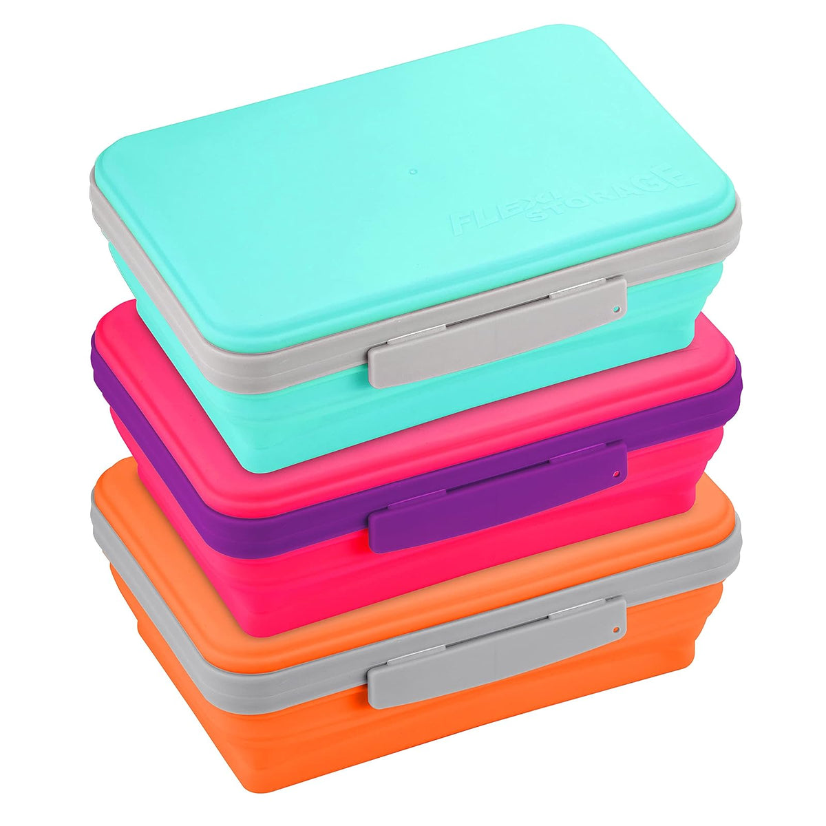 It's Academic Flexi - Caja de almacenamiento con tapa, diseño plegable para manualidades y suministros escolares, paquete de 3 - Surtido, paquete de 3