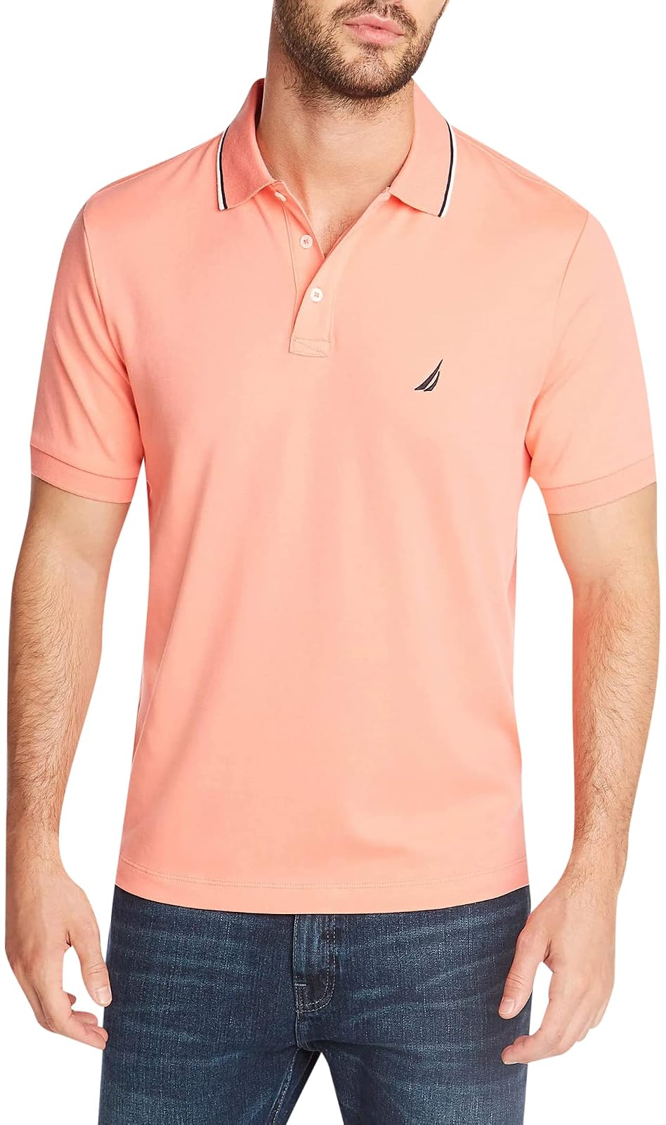 Nautica Polo de Manga Corta de Ajuste clásico de algodón Suave y Liso. Camisa de Polo para para Hombre