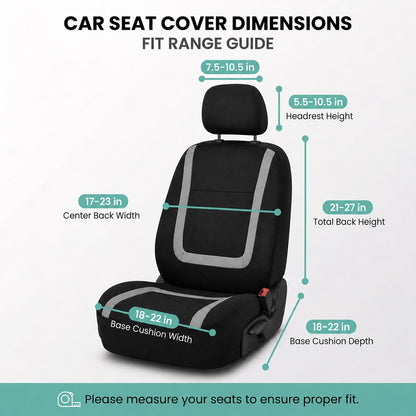 FH Group - Fundas de Tela para Asiento de Automóvil, Juego Delantero con reposacabezas extraíble, Ajuste Universal para Asientos de Respaldo bajo de SUV, sedán, Furgoneta, Gris