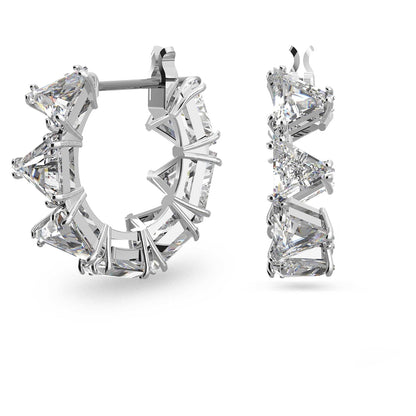 Swarovski Ortyx - Colección de aretes de vidrio, con un solo oído, par de arete, acabado en tono rodio y oro rosa