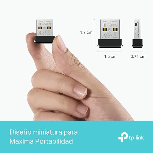 TP-Link Adaptador USB WiFi Nano Archer TX1U Nano - WiFi 6 AX300 - hasta 287 Mbps - MU-MIMO - Compatible con Windows y Linux - Diseño Ultracompacto - Fácil Instalación