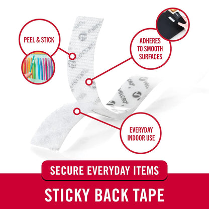 Velcro Brand VEK90083 Tiras de Velcro con la Parte de Atrás Adhesiva | Cinta adhesiva para despegar y pegar para organizar el hogar, la oficina y el aula; cortada a la longitud para pantallas