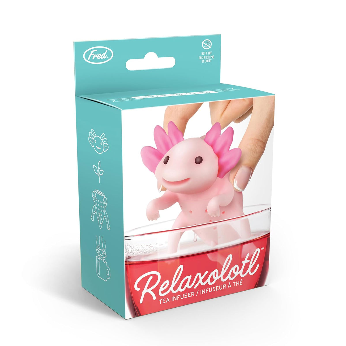 Fred RELAXOLOTL - Infusor de té auténtico, bonito diseño de axolotl, para té de hojas sueltas, silicona flexible, fácil de limpiar, regalo divertido para los amantes del té, dispositivo de cocina