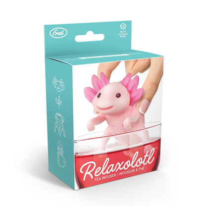 Fred RELAXOLOTL - Infusor de té auténtico, bonito diseño de axolotl, para té de hojas sueltas, silicona flexible, fácil de limpiar, regalo divertido para los amantes del té, dispositivo de cocina