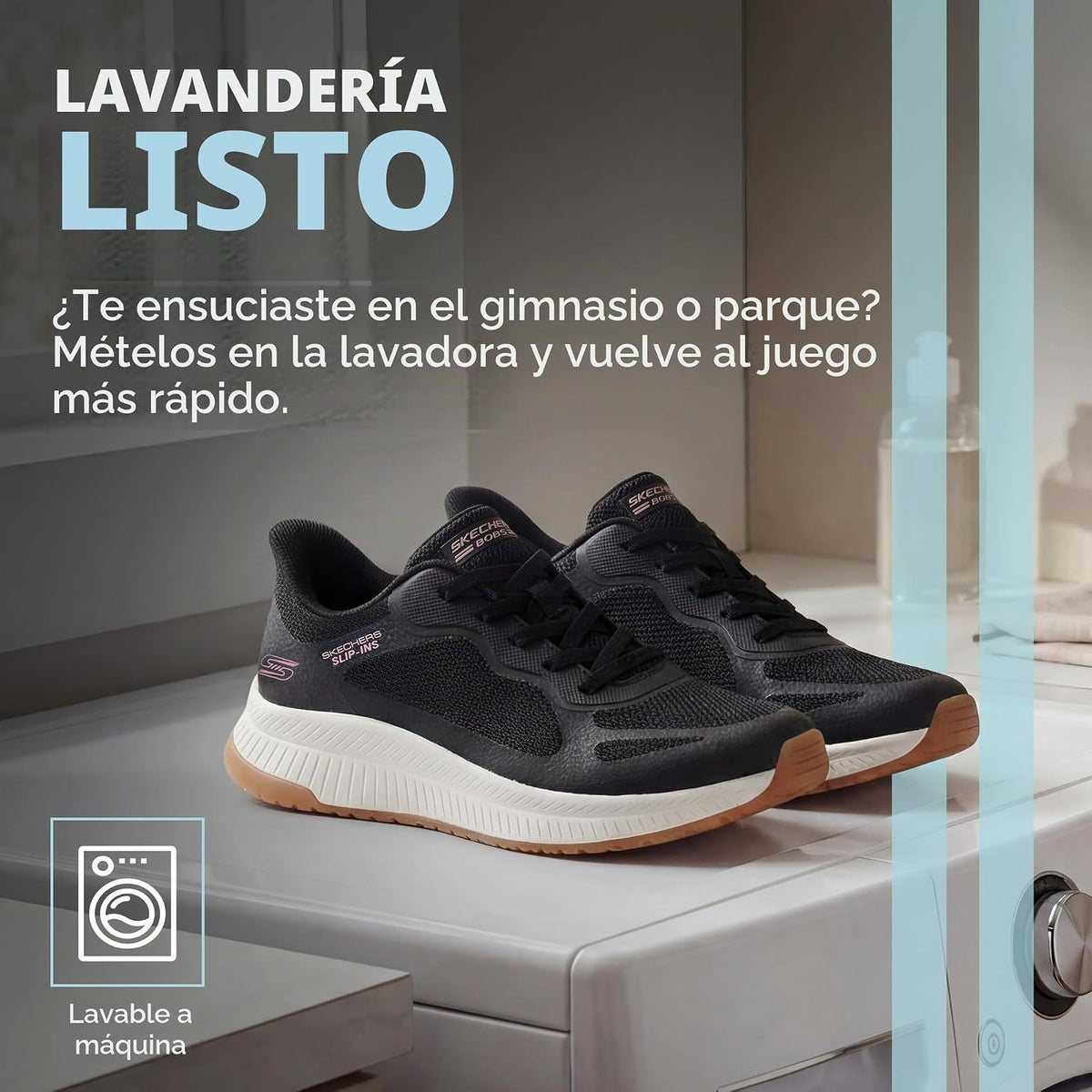 Skechers - Tenis sin Cordones Bobs Squad con Aspecto de 4 Grapas para Mujer