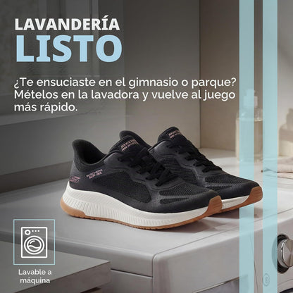 Skechers - Tenis sin Cordones Bobs Squad con Aspecto de 4 Grapas para Mujer