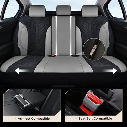 Coverado - Juego Completo de Fundas de Asiento para automóvil, Fundas de Asiento de automóvil, Fundas de Asiento de Piel, diseño de Malla, Protectores de Asiento de Conductor Negro, Ajuste Universal