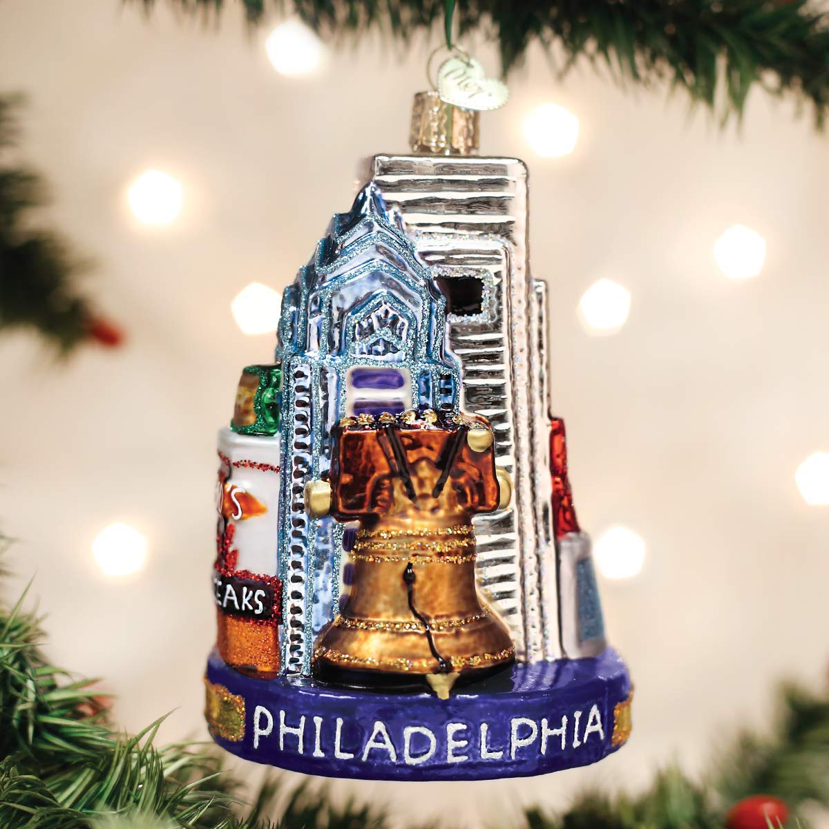 Old World - Adornos de Navidad para árbol de Navidad (Cristal, diseño de Ciudades, Lugares y Lugares de interés), Philadelphia, Philadelphia, 4.500, 1