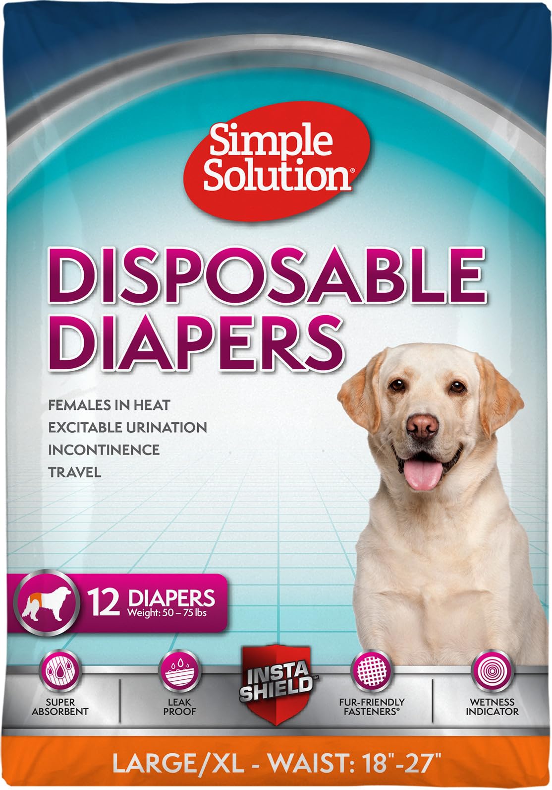 Simple Solution Pañales Desechables para Perro Hembra - Large - Extra Large - 12 unidades
