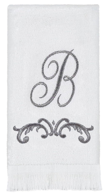 Avanti Linens - Toalla de Punta de los Dedos, Toalla de algodón Suave y Absorbente, diseño de Desplazamiento, decoración de Estilo cursivo (colección de monogramas, Inicial B)