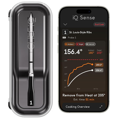 CHEF iQ Sense [modelo 2025] | Termómetro inalámbrico inteligente para carne | Sonda ultrafina | Rango ilimitado WiFi | 1200 °F (1200 °F) seguro para el calor | 5 sensores | barbacoa, parrilla, horno