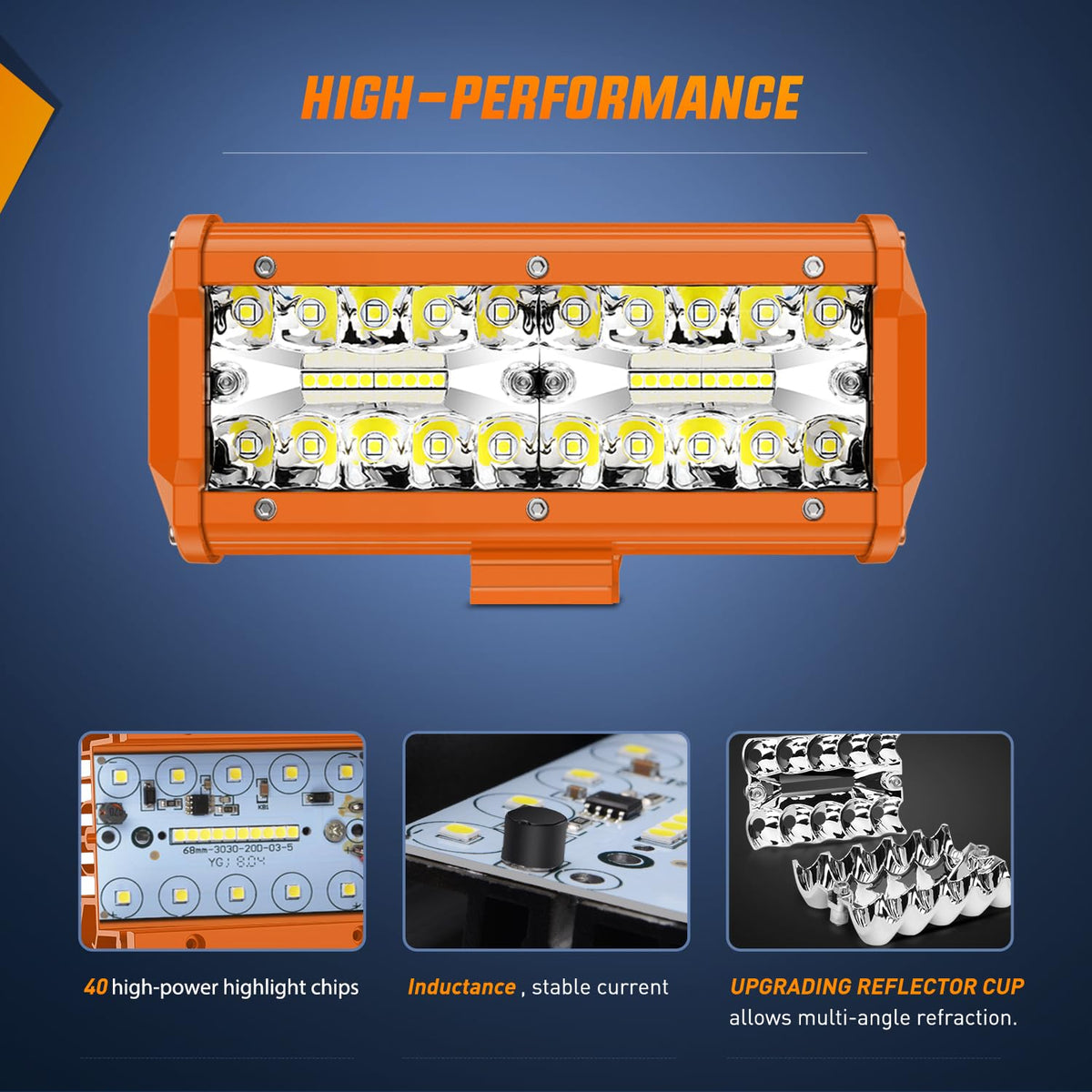 Nilight - Barra de luz LED de 2 piezas de 6.5 pulgadas y 120 W, foco de inundación, lámpara de conducción de triple fila, parachoques de techo, luces de trabajo todoterreno, para furgoneta, camioneta,