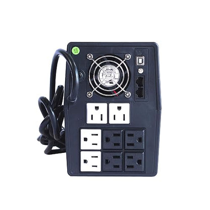 Smartbitt - No-Break Interactivo, Regulador y Supresor de Picos - UPS Ideal para apagones y Cortes de energía - Batería de Respaldo - Negro (2400 Va, Hogar y Oficina)