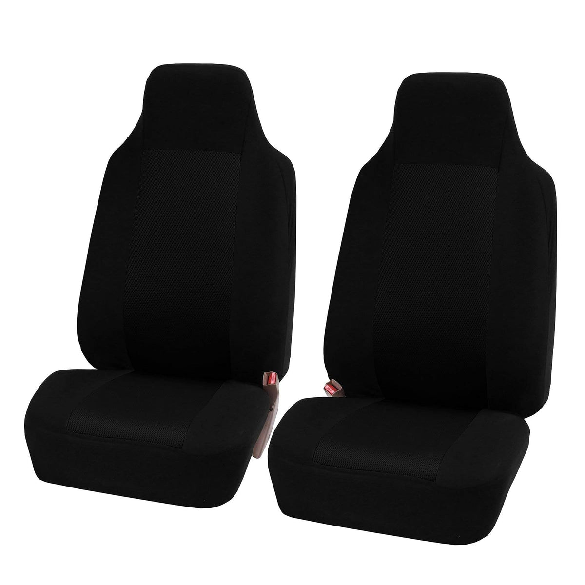 FH GROUP FB102BLACK102 Black Front Classic Cloth 3D Air Mesh Bucket Auto Seat Cover, Set of 2 - Black