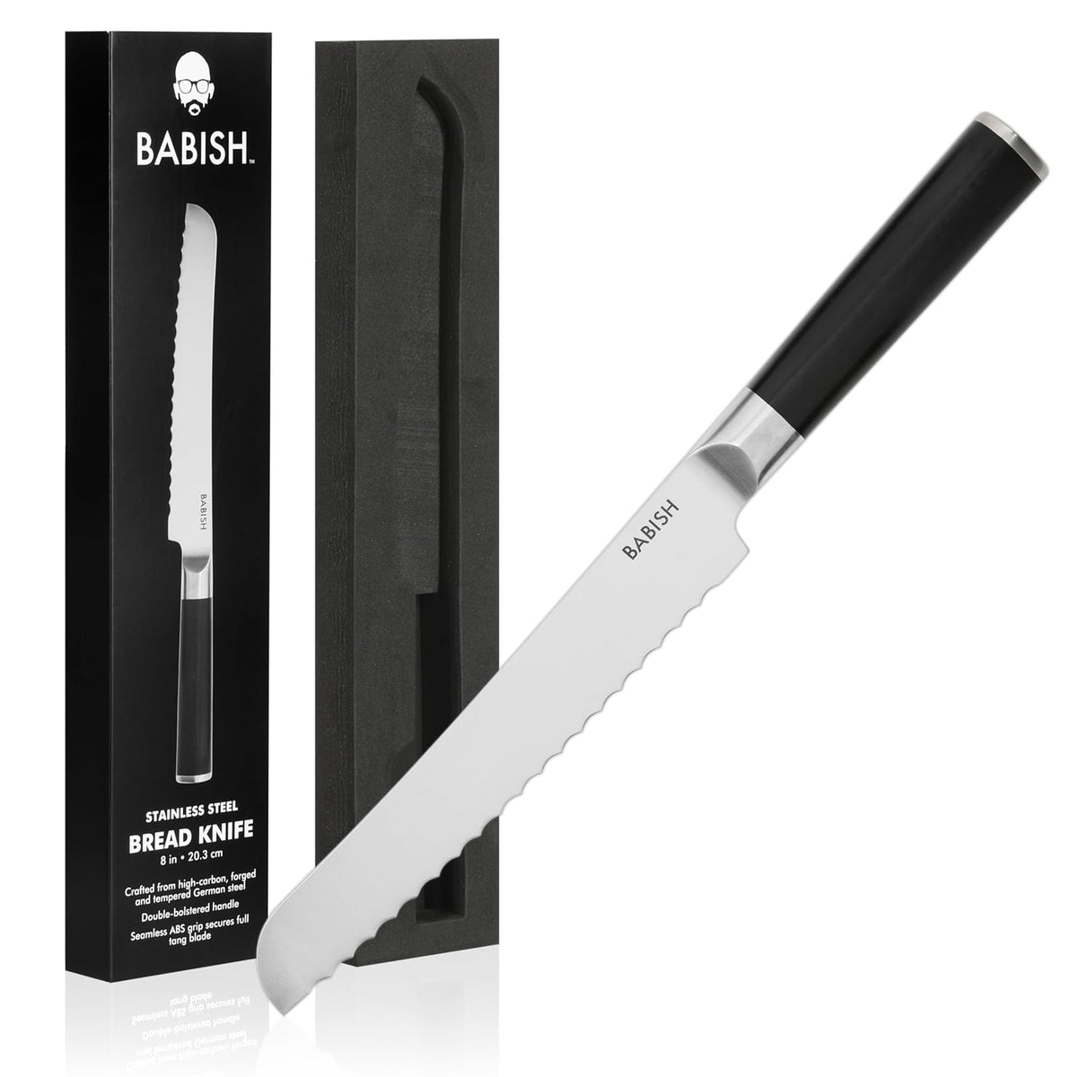 Babish Set de 4 Cuchillos para Carne de Acero Alemán - 8" - Bread Knife