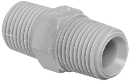 Tefen -12022308043 - Tubo de nailon 6/6, boquilla hexagonal, gris, macho NPT de 1/2" x 1/4" (paquete de 5)