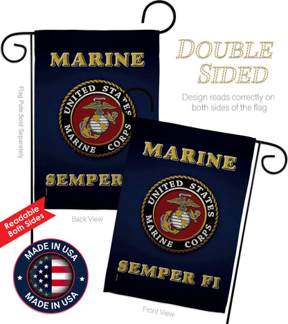 Bandera de Semper Fi del Cuerpo de Marines de los Estados Unidos con bandera de Semper Fi de doble cara para decoración de césped, regalo para casa, jardín, patio, bandera militar estadounidense,