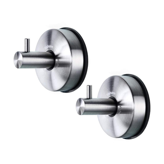 Yohom Gancho Ventosa Fuerte 2 piezas El Toallero Ventosa De Pared Para Baño Cocina Colgador Perchero De Toallas Ropa y Bata Gancho Succión Sin Necesidad De Taladrar Acero Inoxidable Acabado Cepillado