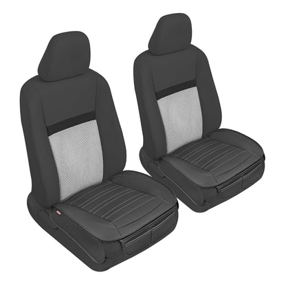 Motor Trend, Fundas de asiento para automóviles, camiones, SUV, piel sintética, paquete de 2, acolchadas en color negro con bolsillos de almacenamiento