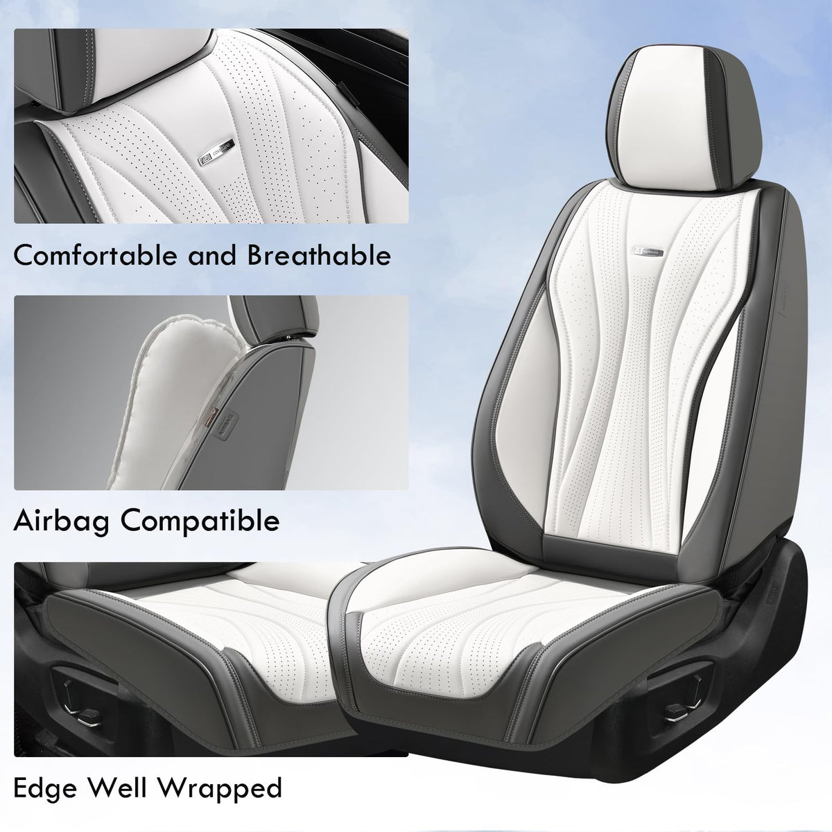 Coverado Fundas de Asiento Delantero, Fundas de Asiento de Piel de Lujo para automóviles, Fundas de Asiento de automóvil, Protector de Asiento de Automóvil, Impermeables, Fundas de Asiento de Automóvil de