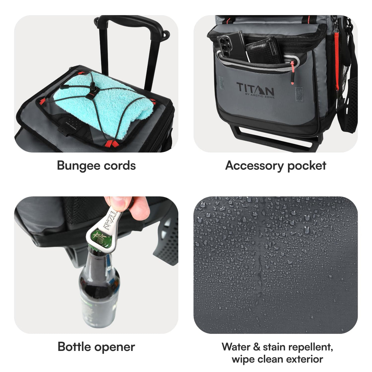 Titan Deep Freeze 60 (50+10) Enfriadores con Ruedas – Enfriador Plegable con Ruedas y Carrito Todo Terreno