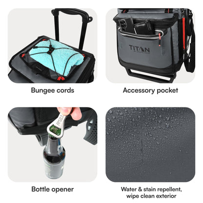 Titan Deep Freeze 60 (50+10) Enfriadores con Ruedas – Enfriador Plegable con Ruedas y Carrito Todo Terreno