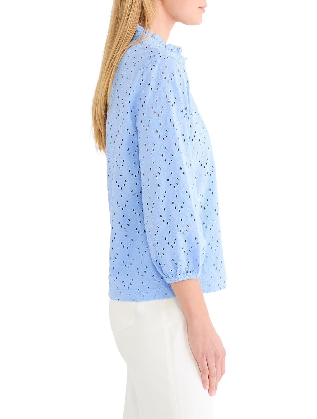 Nic+Zoe - Playera de Punto con Ojales para Mujer, Blanco Papel, M