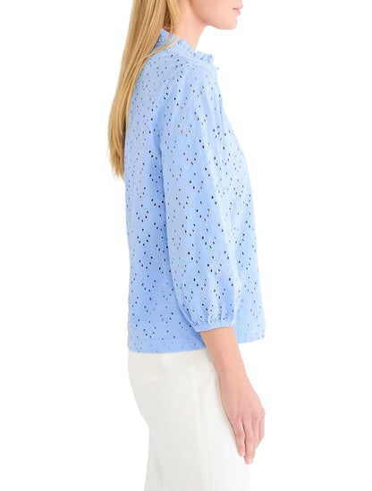 Nic+Zoe - Playera de Punto con Ojales para Mujer, Blanco Papel, M