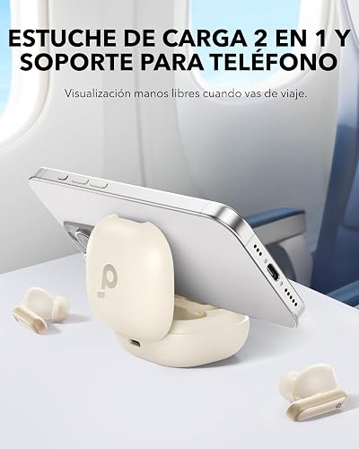Soundcore by Anker P40i Audífonos Inalámbricos | Cancelación de Ruido Activa, 60h de Reproducción, Carga Inalámbrica, Estuche 2-en-1 con Cargador y Soporte de Teléfono, IPX5