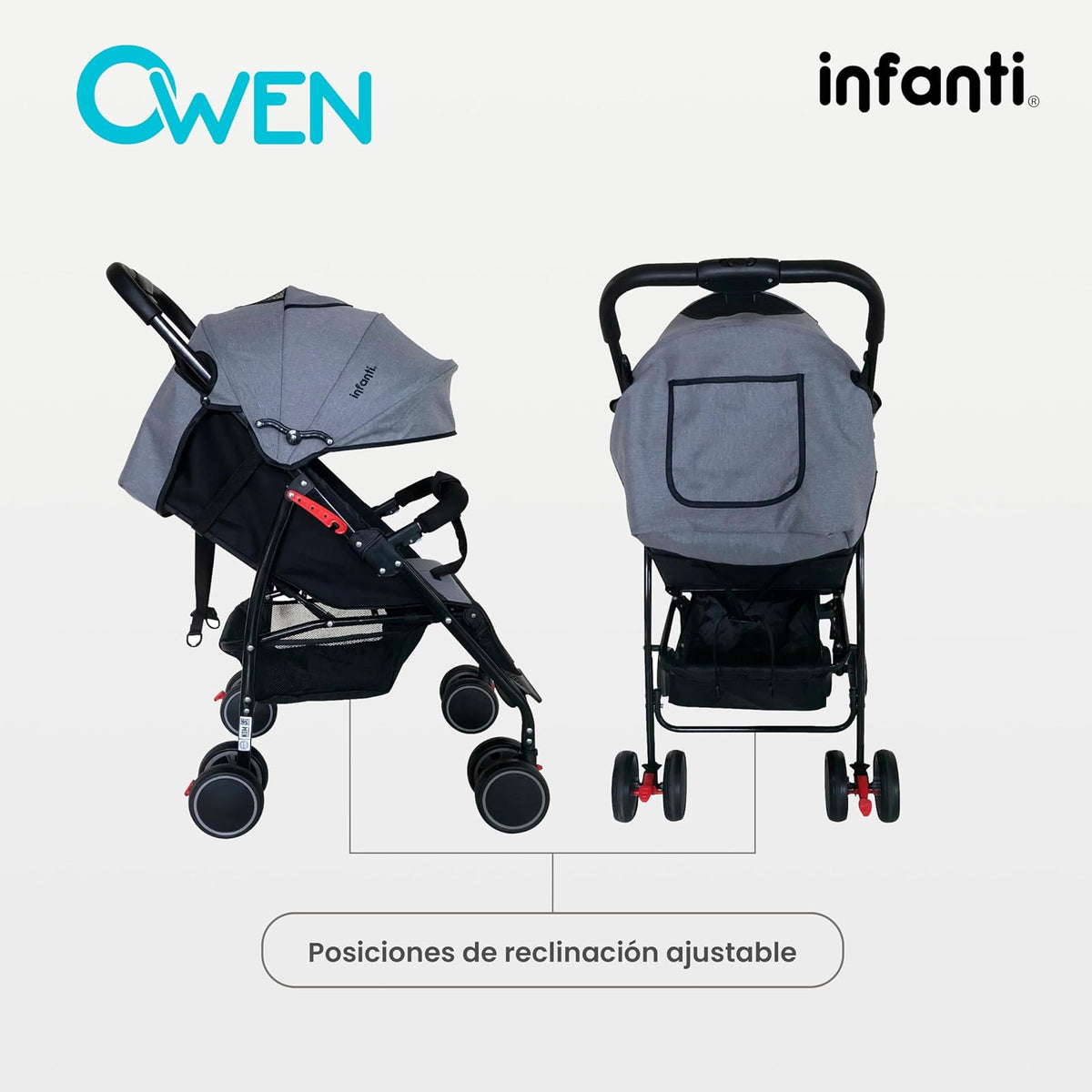 INFANTI | Carriola para Bebe OWEN | Carreola con Portabebé - Con Barra de Seguridad Desmontable | Desde 6 Meses hasta 15 kg | Color Rosa