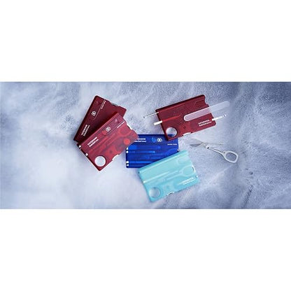 Victorinox Swiss Card, Azul Transparente, 10 Usos | Multiherramienta para cartera | multiherramienta para monederos | tarjeta de kit de herramientas