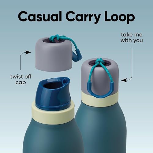 Owala FreeSip - Botella de agua de acero inoxidable con popote para deportes y viajes, sin BPA, 24 onzas, mezclilla