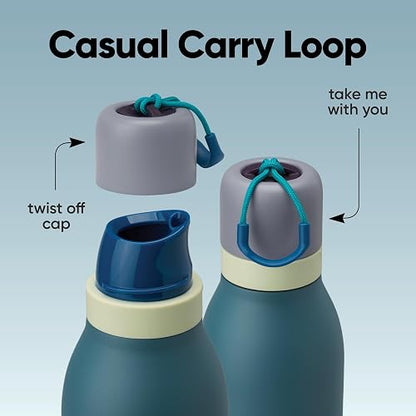 Owala FreeSip - Botella de agua de acero inoxidable con popote para deportes y viajes, sin BPA, 24 onzas, mezclilla