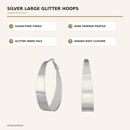 Guess Glitter grande ovalado arete de aro