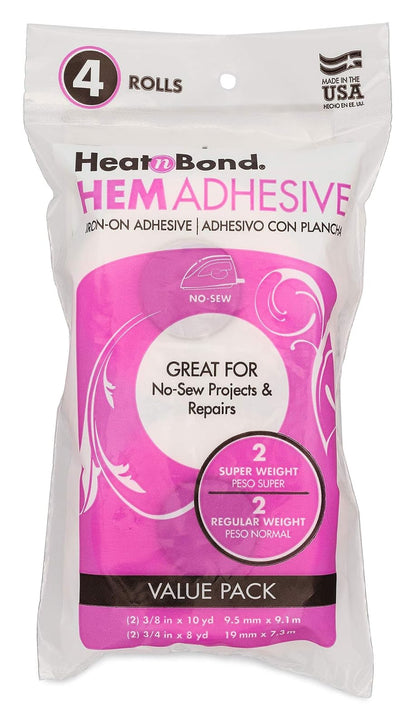 HeatnBond - calcomanía termoadhesivo para dobladillo, paquete variado, regular y superpeso