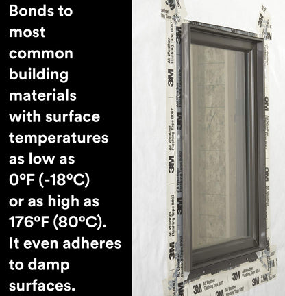 3M Cinta intermitente para todo tipo de clima, 8067, 22,86 cm x 23,86 m, 1 rollo, revestimiento de plástico con parte trasera adhesiva, evita la intrusión de humedad, sellado impermeable intermitente, puertas, ventanas, aberturas en la construcción d