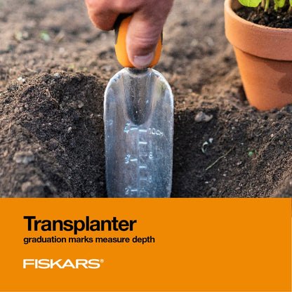 Fiskars - Juego de Herramientas de jardín 3 en 1, Incluye Paleta, trasplantador y cultivador para jardinería al Aire última intervensión, Kit de Herramientas ergonómico para Patio