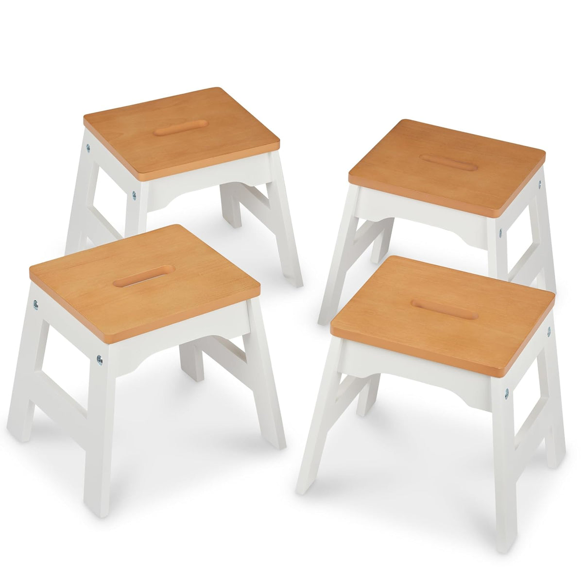 Melissa & Doug Taburetes de Madera - Juego de 4 (Blanco/Natural)