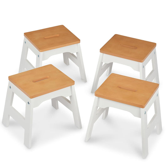 Melissa & Doug Taburetes de Madera - Juego de 4 (Blanco/Natural)