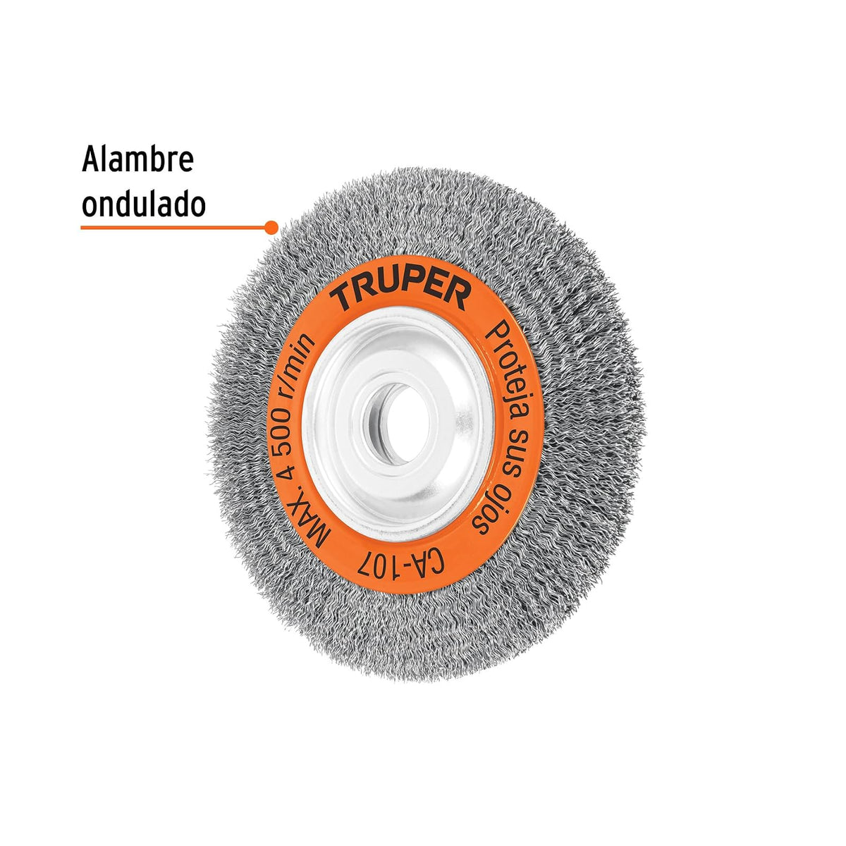 Truper CA-107, Carda alambre ondulado, 8 x 3/4" para esmeril