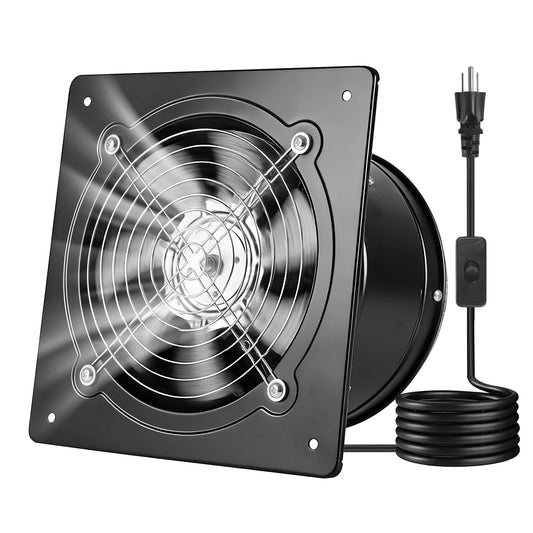 VEVOR Ventilador extractor 8 pulgadas, 576 CFM, ventilador de pared de alta velocidad con control de encendido/apagado, bajo consumo, extractor portátil para garajes, sótanos, gallineros, negro