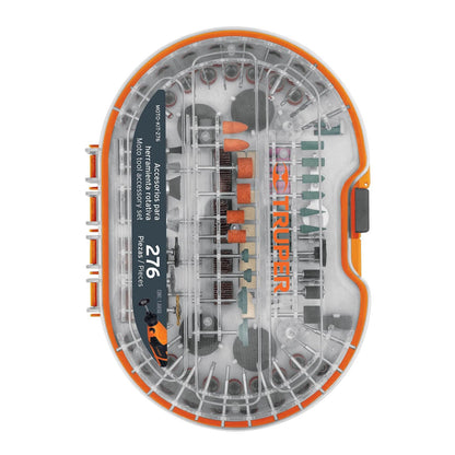TRUPER MOTO-KIT-276, Juego de Accesorios para Herramienta rotativa, 276 pzas, Naranja