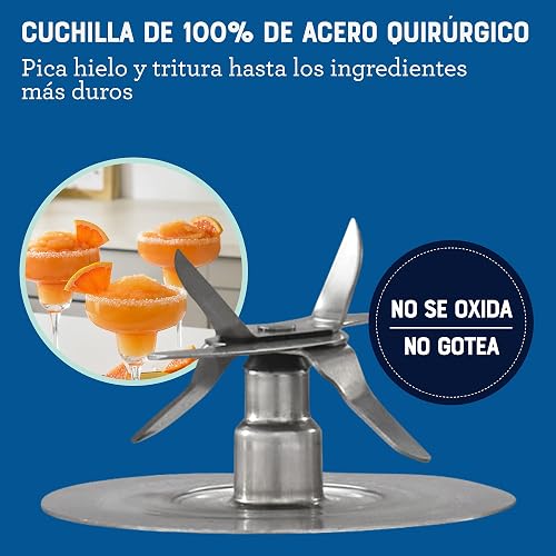 Oster® Licuadora, con Tecnología Reversible y Pantalla Táctil, 3 Velocidades y 2 Programas automáticos, 1000 W, Incluye un vaso Blend-N-Go, Plateada, BLSTPYG1312XBG